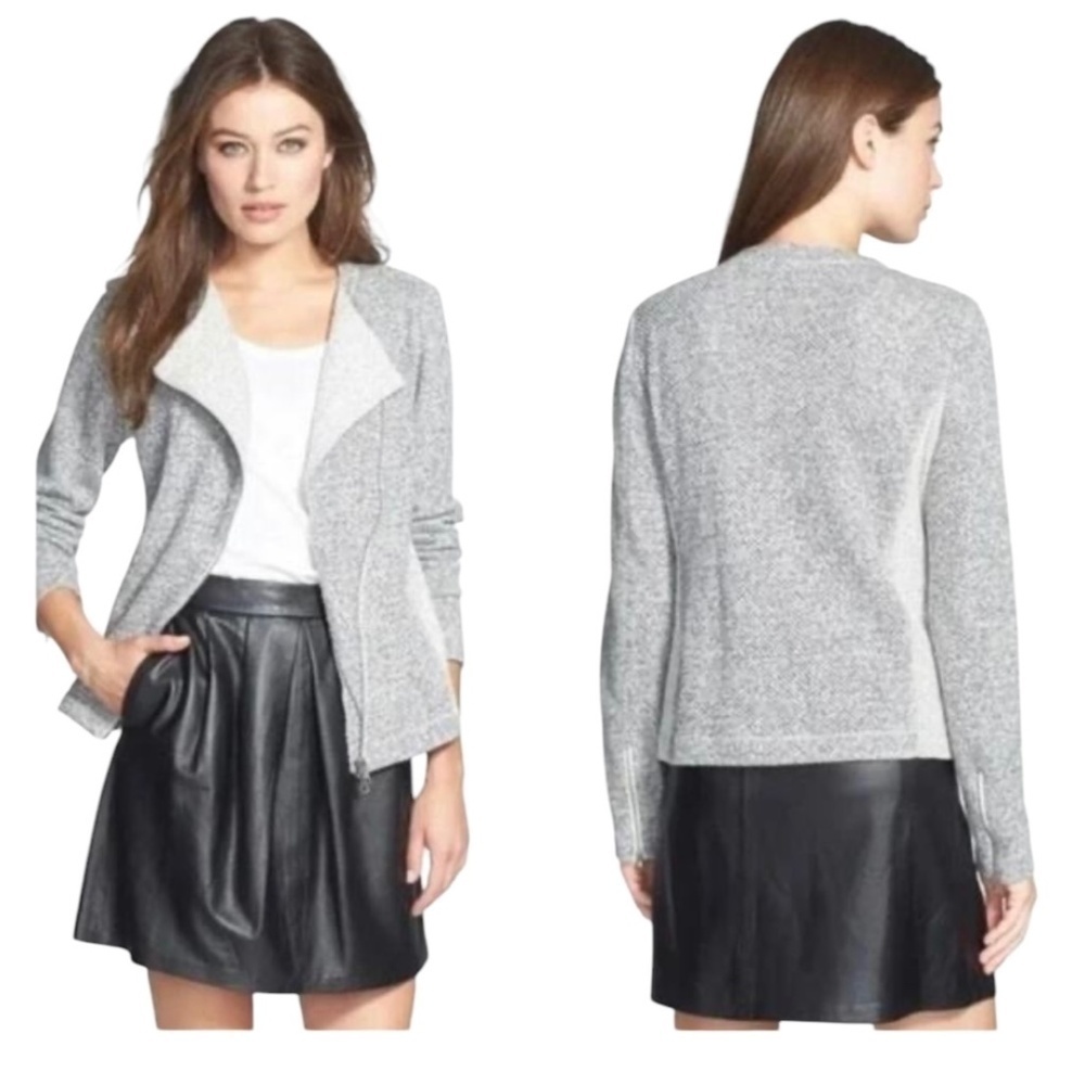 Eileen Fisher Ash Organic Cotton Twisted Terry Moto Jacket Womens XL Minimalist